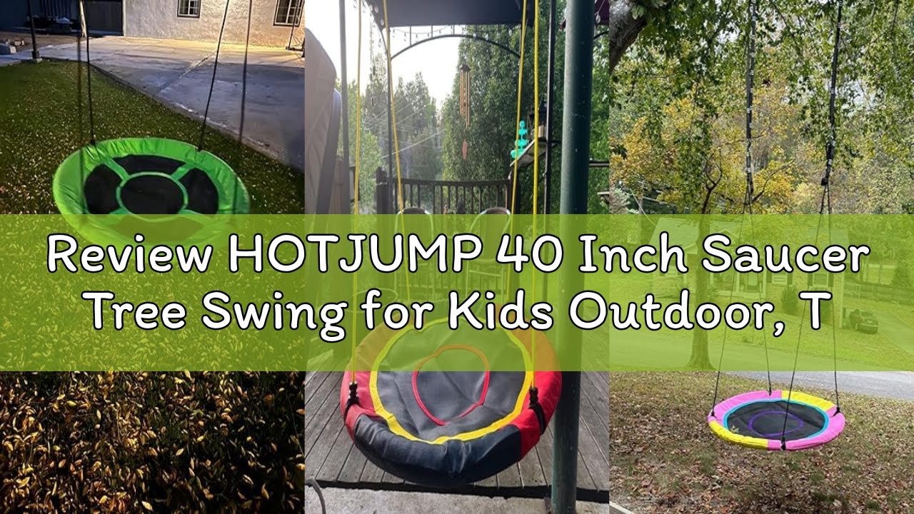 Review HOTJUMP 40 Inch Saucer Tree Swing for Kids Outdoor, Textilene Fabric Tear & UV Resistant Wate