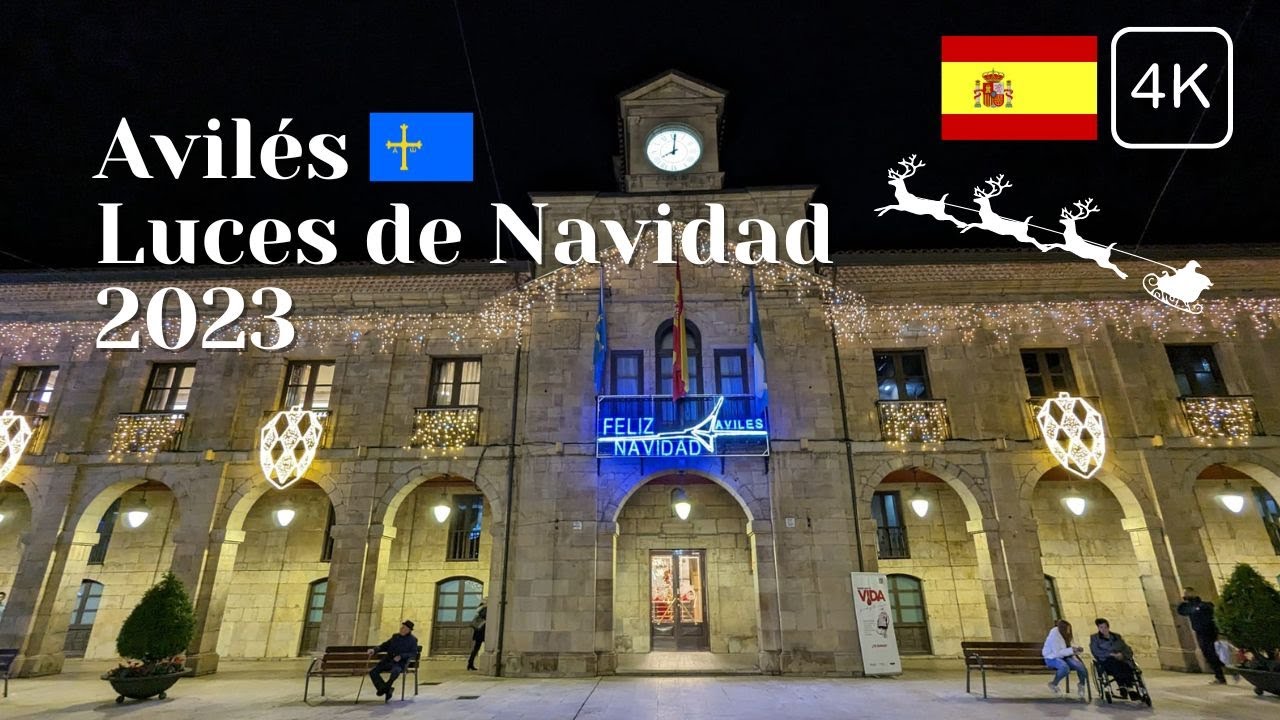 luces de navidad en Aviles - Asturias - 2023 (4K)