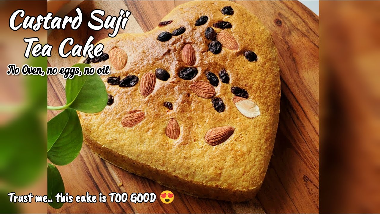 Custard Suji Cake Recipe | No Oven No Egg No Maida No Oil | Soft Tea Cake