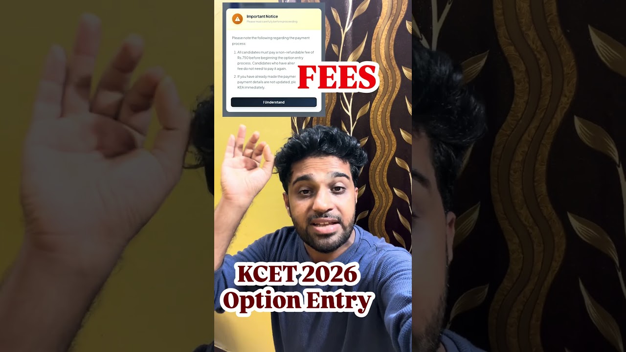 KCET Option Entry 2026 Fees Details