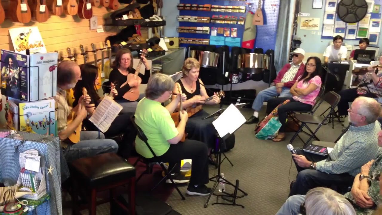 The Long Beach Ukulele Klectics playing at Dave's Island Instruments