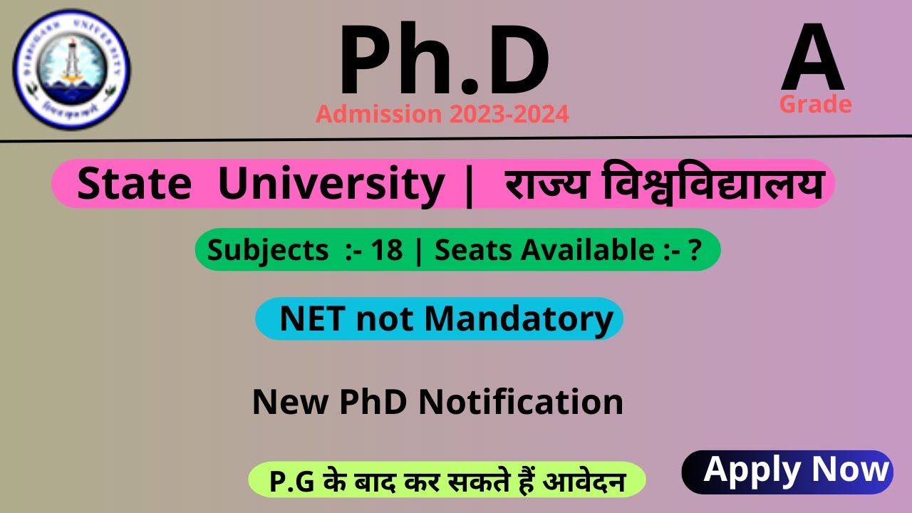 Phd New admission Notification 2023-24 | state University | Phd admission 2023 @theteacherexam