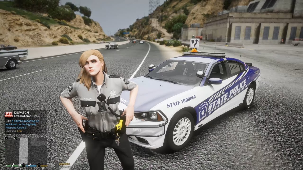 Let's Play Gta 5 LSPDFR As a S.A State Police Female Officer - Charger Highway Patrol