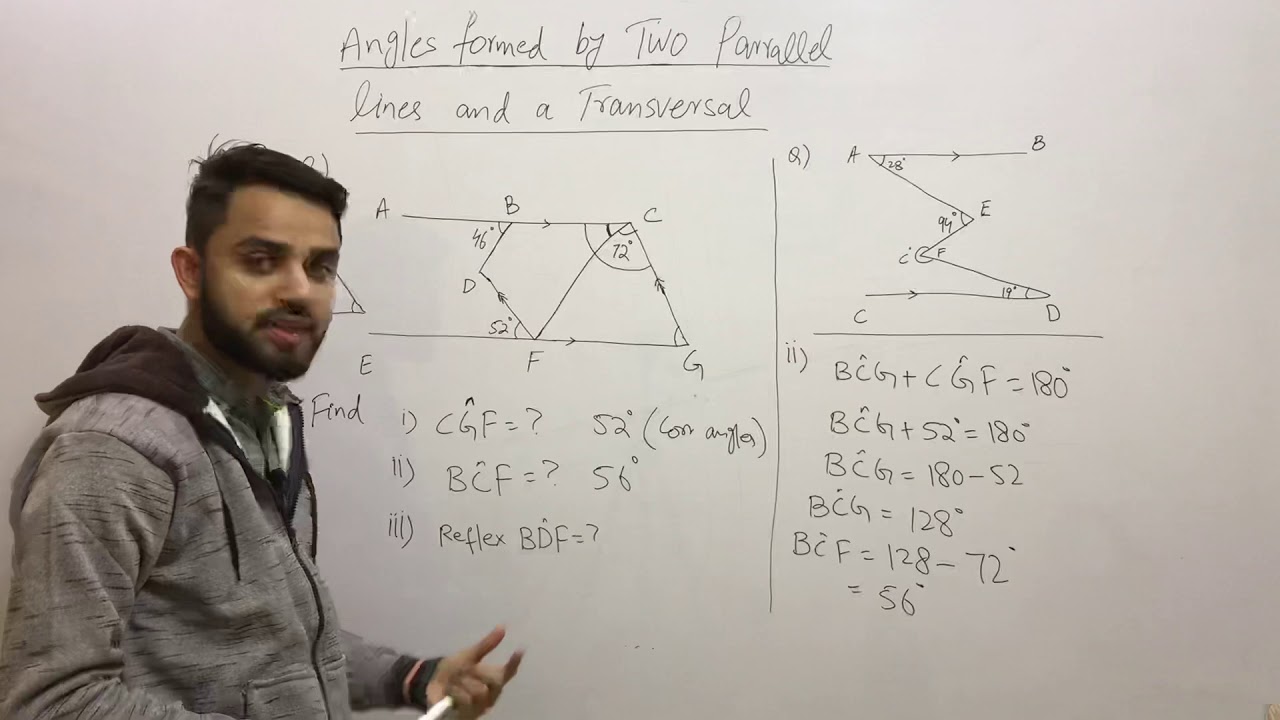Angles formed by Two parallel lines and a Transversal