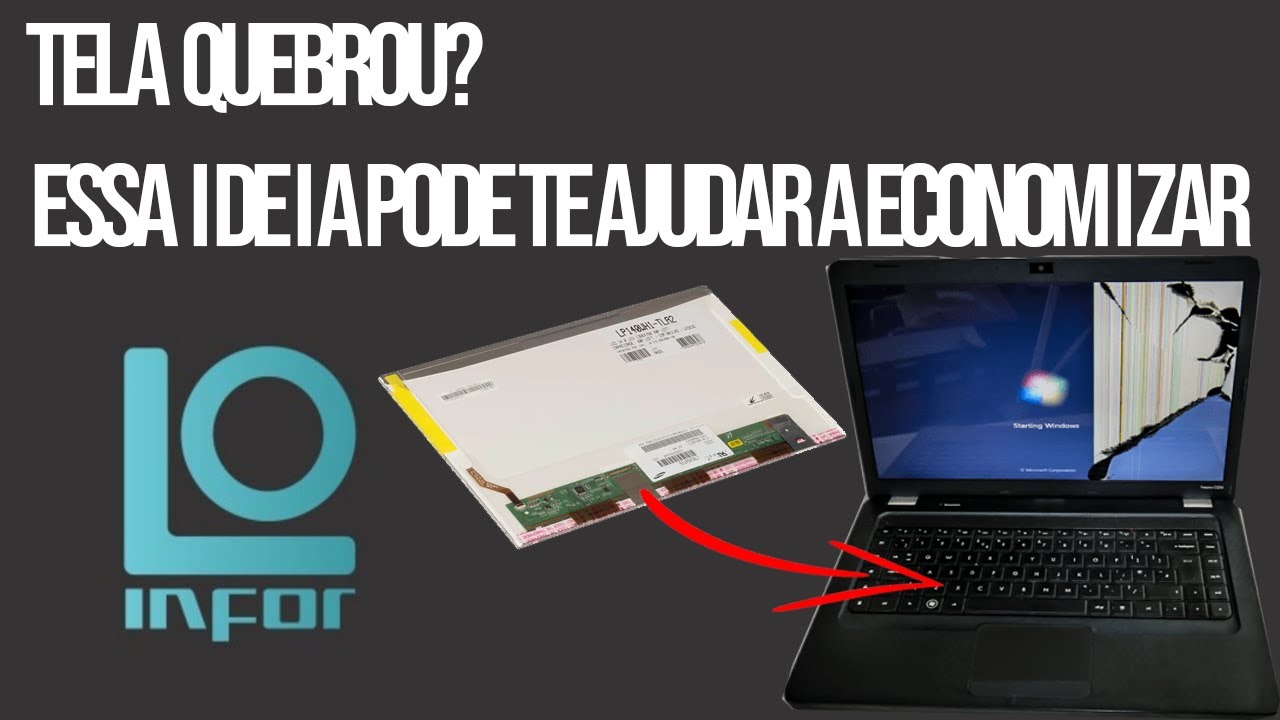 Tela de notebook quebrada - adaptação de uma tela led comum 40 pinos em um notebook com tela slim.