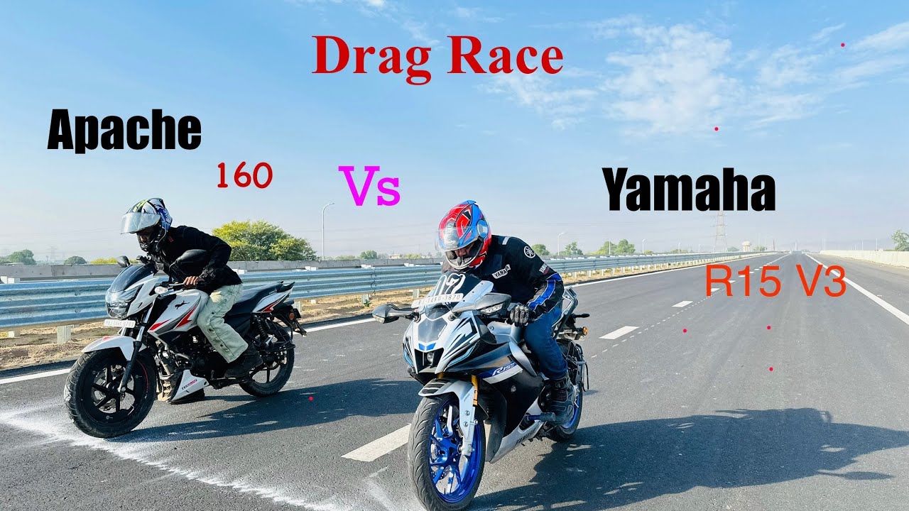 Apache 160 Rtr Vs yamaha R15 V4 // Drag race. Drag race video yamaha vs tvs #viral video