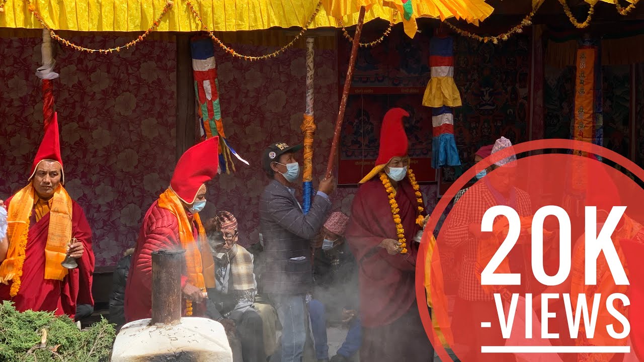 lama dance //2021//dheykyap // thakali culture // syang village  at Shree Tashi Lakhang Monastery