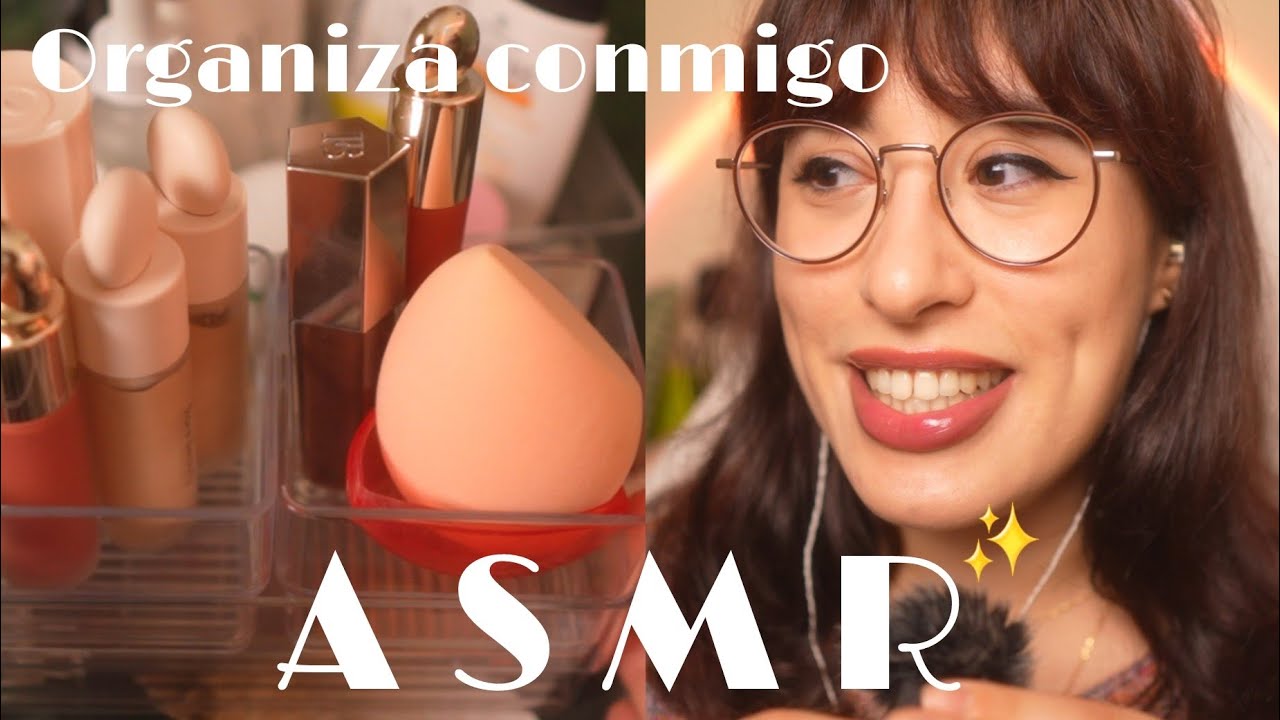 ASMR Organizando mi colección de maquillaje para ayudarte a dormir ✨ 1 hora ASMR en Español