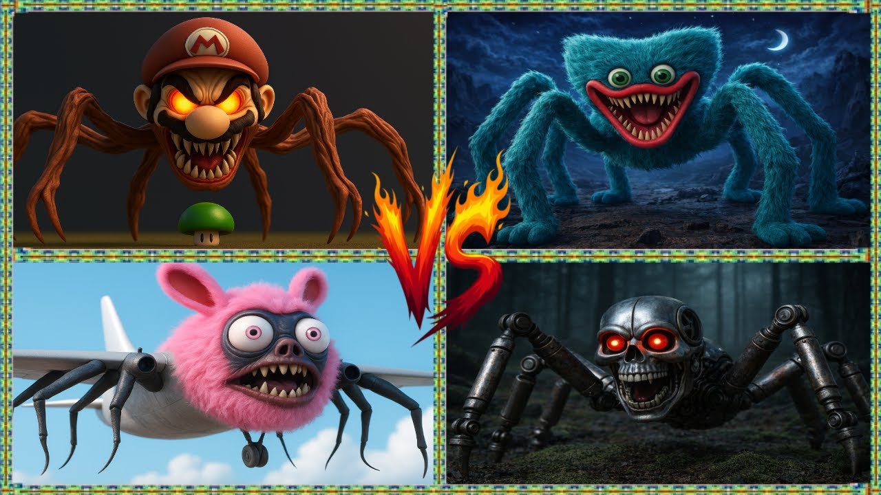 🚂👀😱 Mario Monster 😱🆚 Huggy Wuggy 😱🆚 Pinki Infected Sky 🆚 Skeleton Excavator- Coffin Dance Song🎶