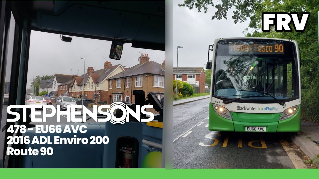 Full Route Visual - Stephensons of Essex Route 90 from Maldon to Witham | 478, EU66 AVC
