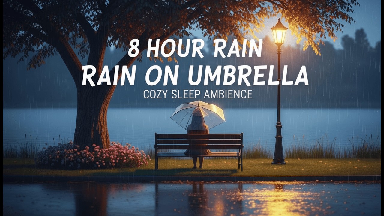 Rain Sounds on Umbrella by the Lake 🌧️ Relaxing Rain Sounds for Deep Sleep & Insomnia (8 Hours)