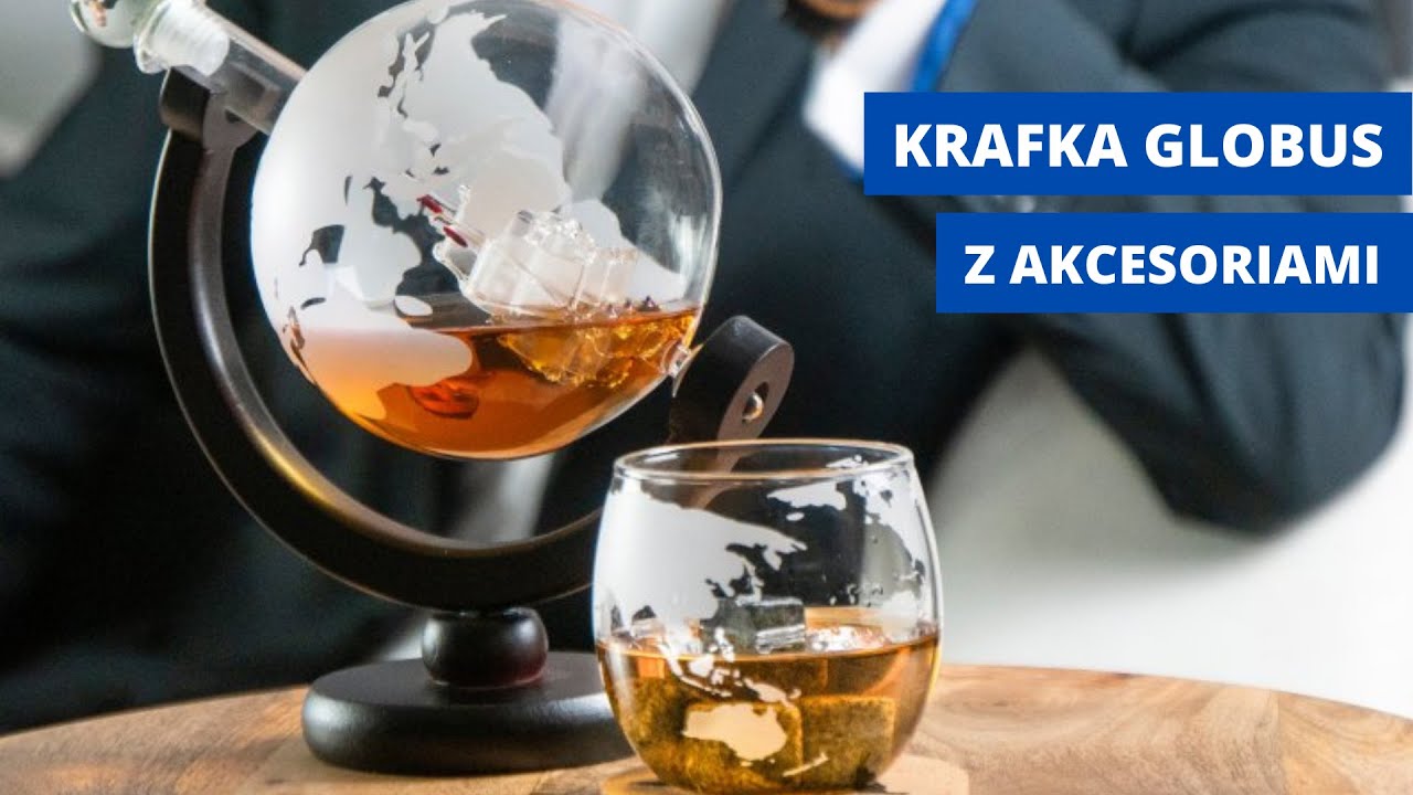 KARAFKA DO WHISKY GLOBUS ZE SZKLANKAMI I AKCESORIAMI - POMYSŁ NA PREZENT DLA MĘŻCZYZNY