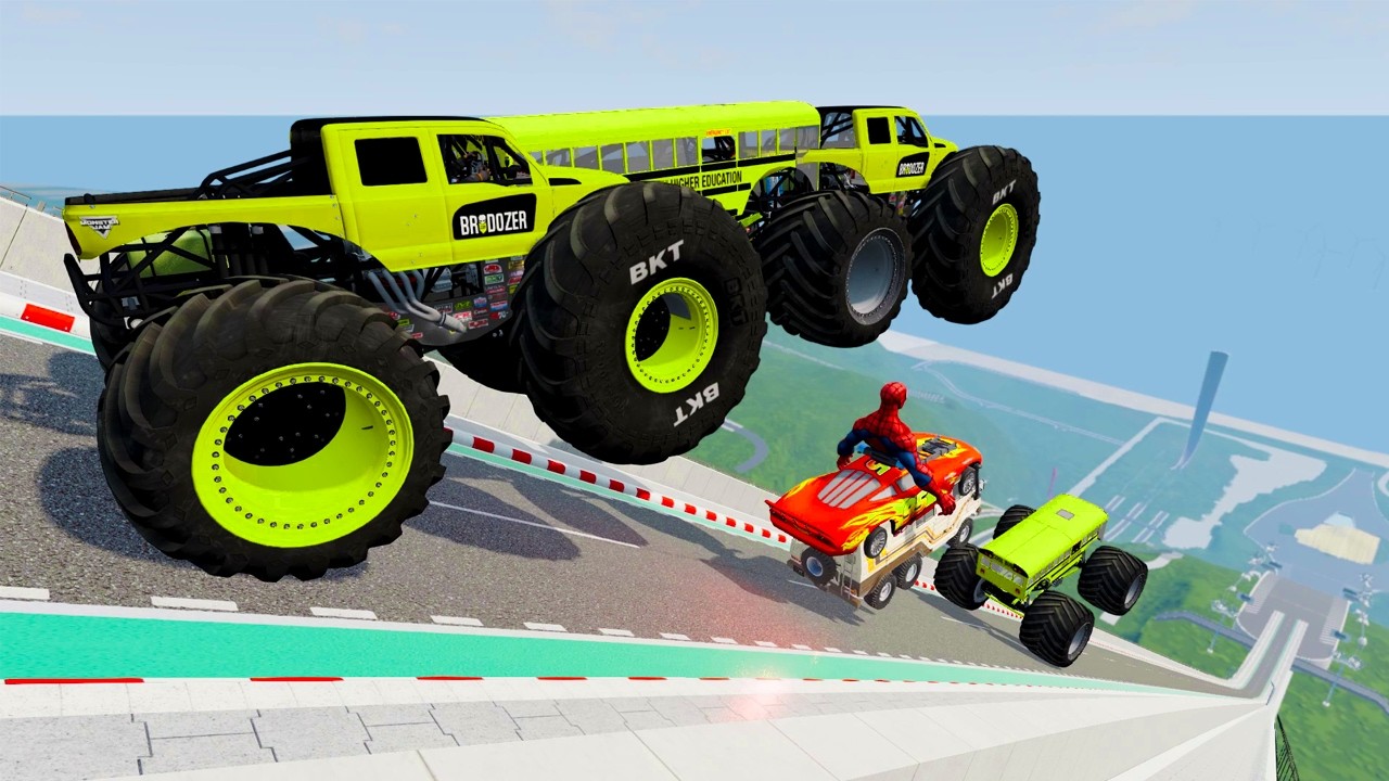 Epic High Speed monster trucks jumps stunts & crashes #039 | BeamNG Drive