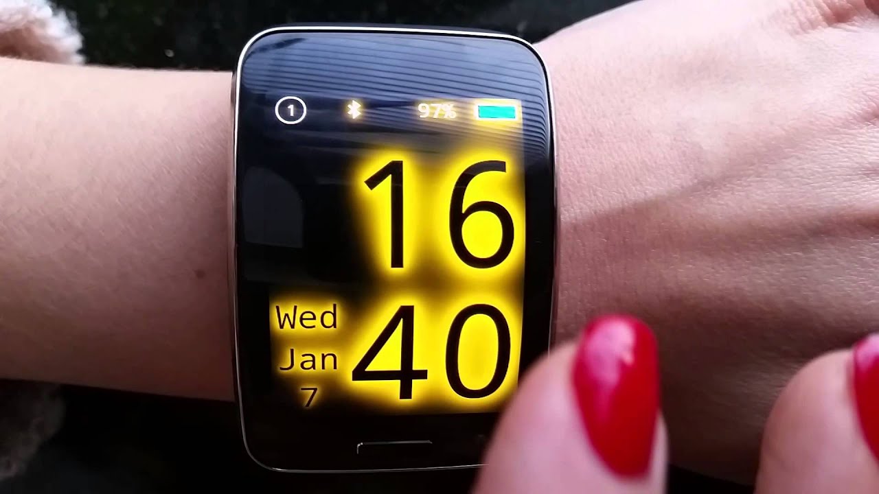 Big Neon Clock for Samsung Gear S