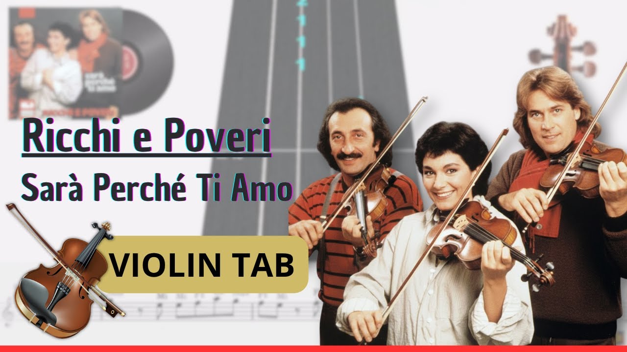 🎻𝄞 Sarà Perché Ti Amo  🎶 Ricchi e Poveri | Violín 🎻 Play Along | TUTORIAL | TABLATURA