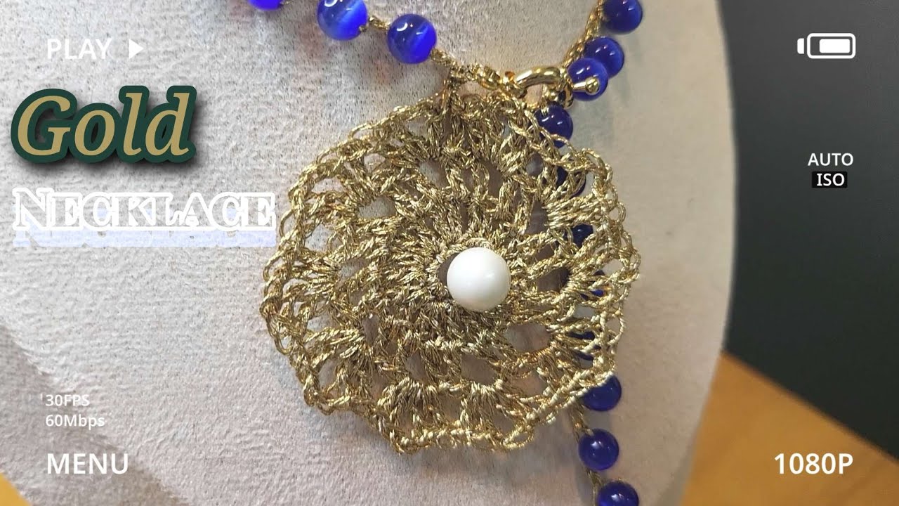 Crochet Golden Beaded Necklace 🌟 뜨개질로 만든 골드 비즈 목걸이 🌟 