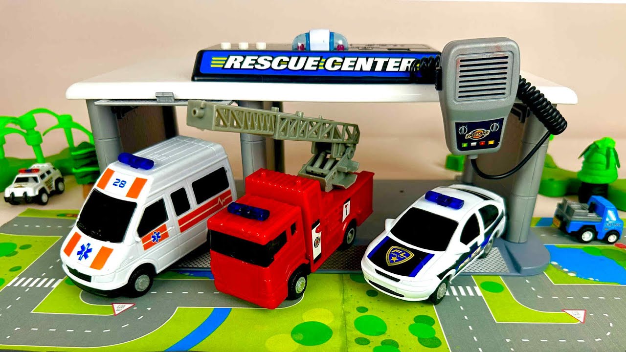 Learn Rescue Emergency Vehicles Police Car, Fire Truck, Ambulance | Best Toddlers Toy Learning Video
