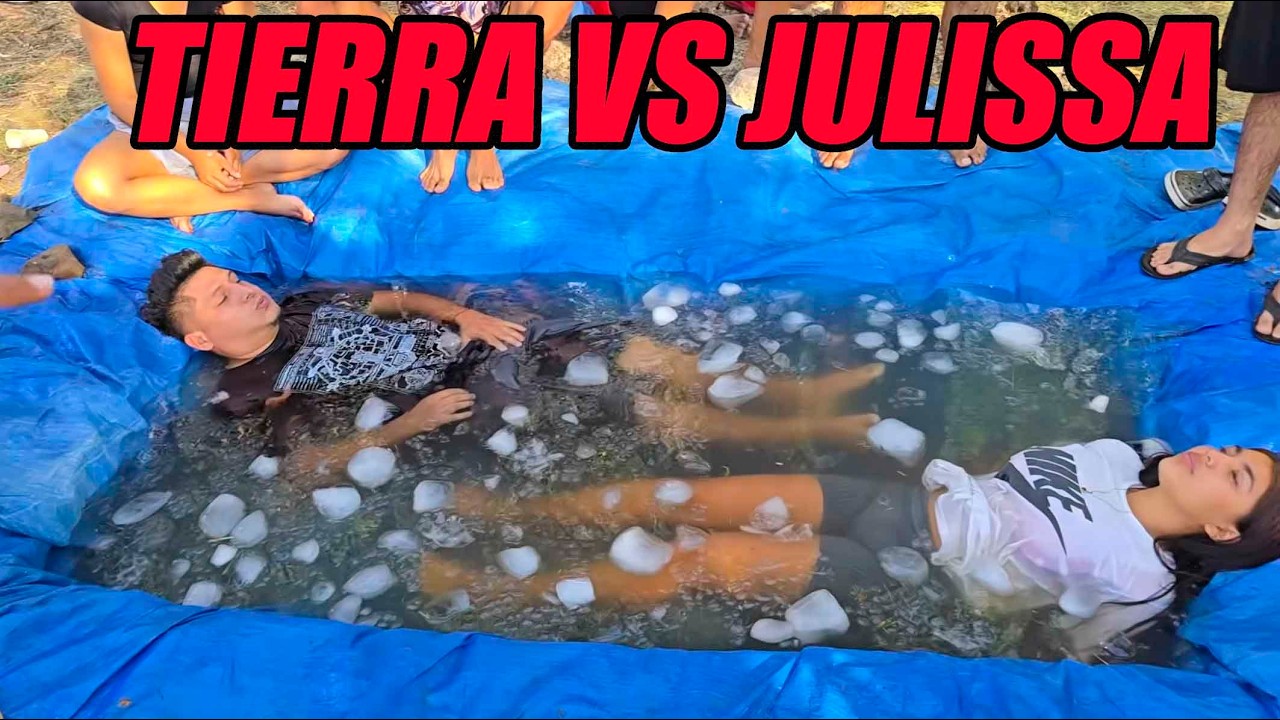 Julissa reta a tierra en el hielo.