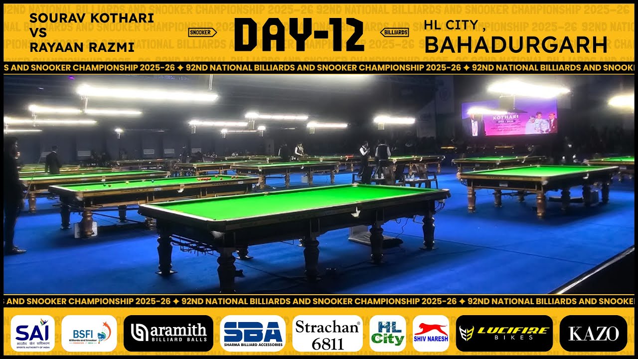 SOURAV KOTHARI VS RAYAAN RAZMI ||TOP 5|| 92nd SBA National Billiards & Snooker Championship 2025–26