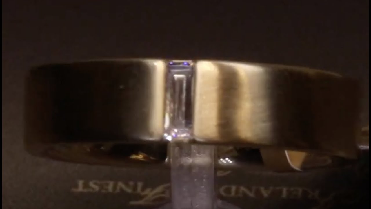 #83665 | T0.15ct | Brushed Finish Wedding Band | Channel Set Baguette Cut Diamond | 18ct Yellow Gold