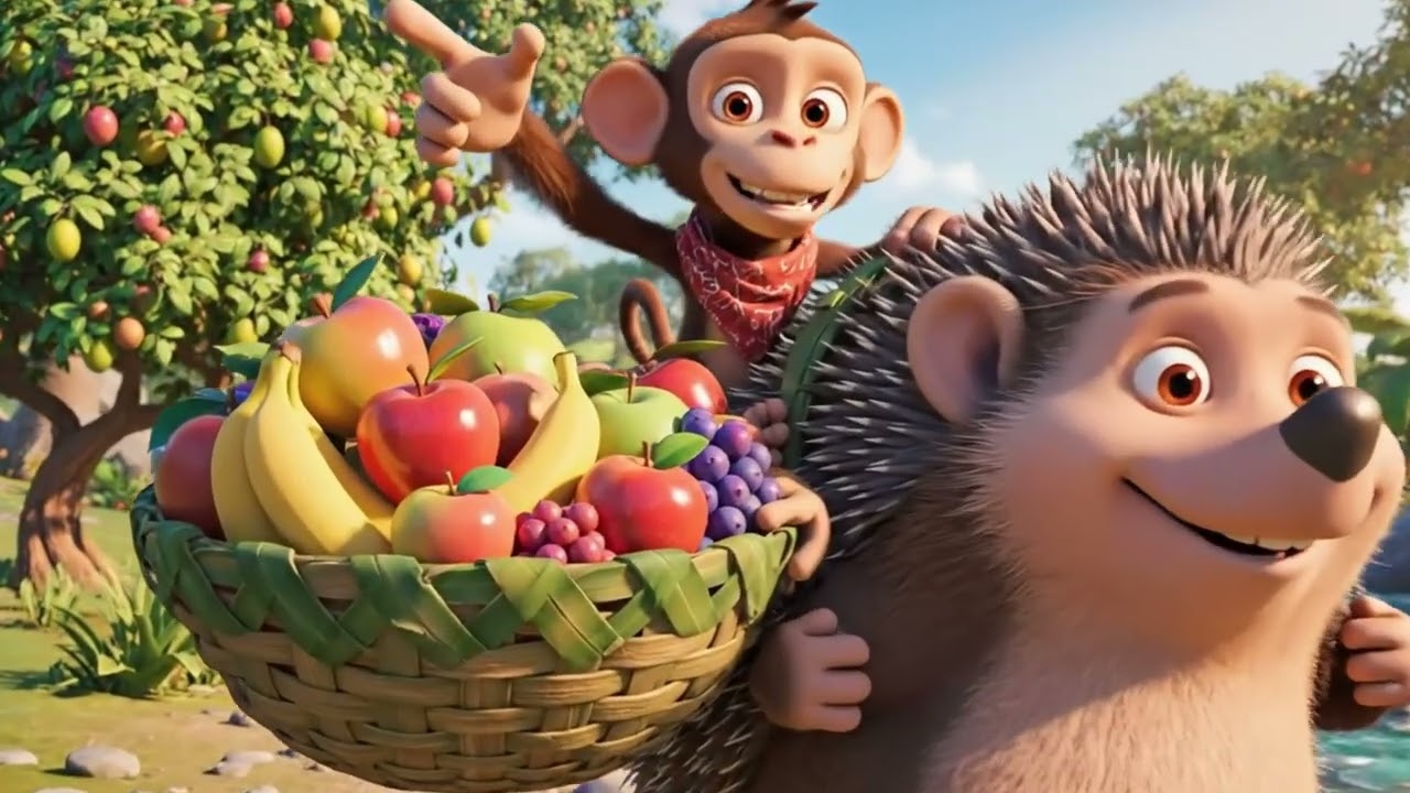 El Monito y el Erizo Buscan Frutas en el Campo | Cuento de Amistad