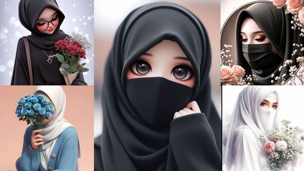 Beautiful cartoon hijab girls dpz / Animated muslim hijab girls dpz
