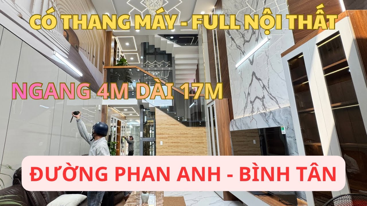 Nhà Bình Tân, giáp Q.6, Diện tích: 68m2, 5 lầu, thang máy, đường Phan Anh