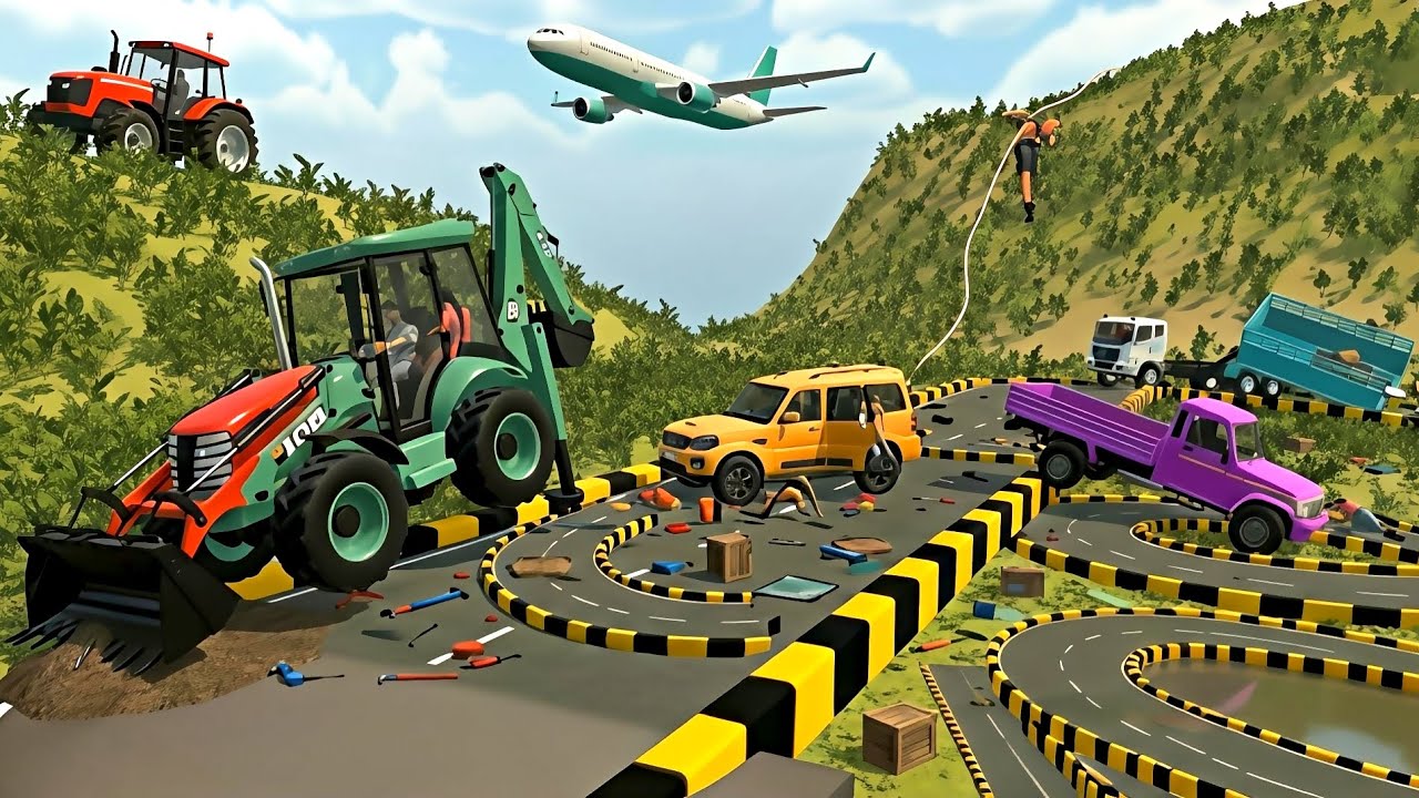 🔴 Drive JCB and🪵uploading stone from🏗️ tractor and 🔥dumapar 🚛 in 3d game #jcb #truck #gaming 