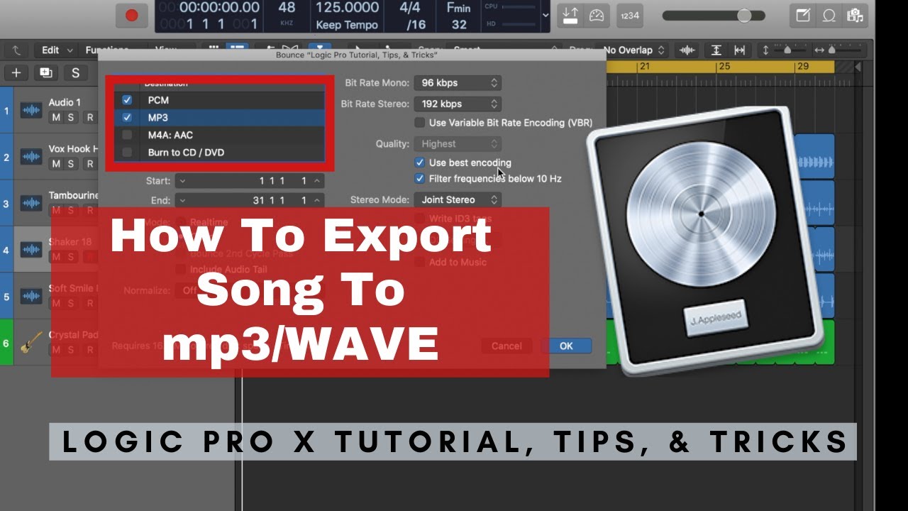 How To Export A Song Into mp3/.Wav file And When To Use What | Logic Pro Tutorial, Tips, & Tricks