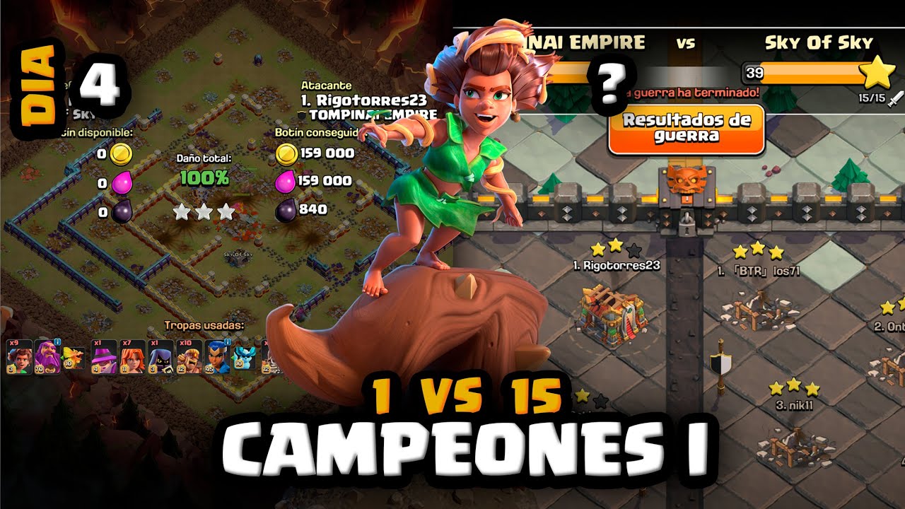 15 ATAQUES en LIGA de CLANES 1 vs 15 en CAMPEONES I🤡