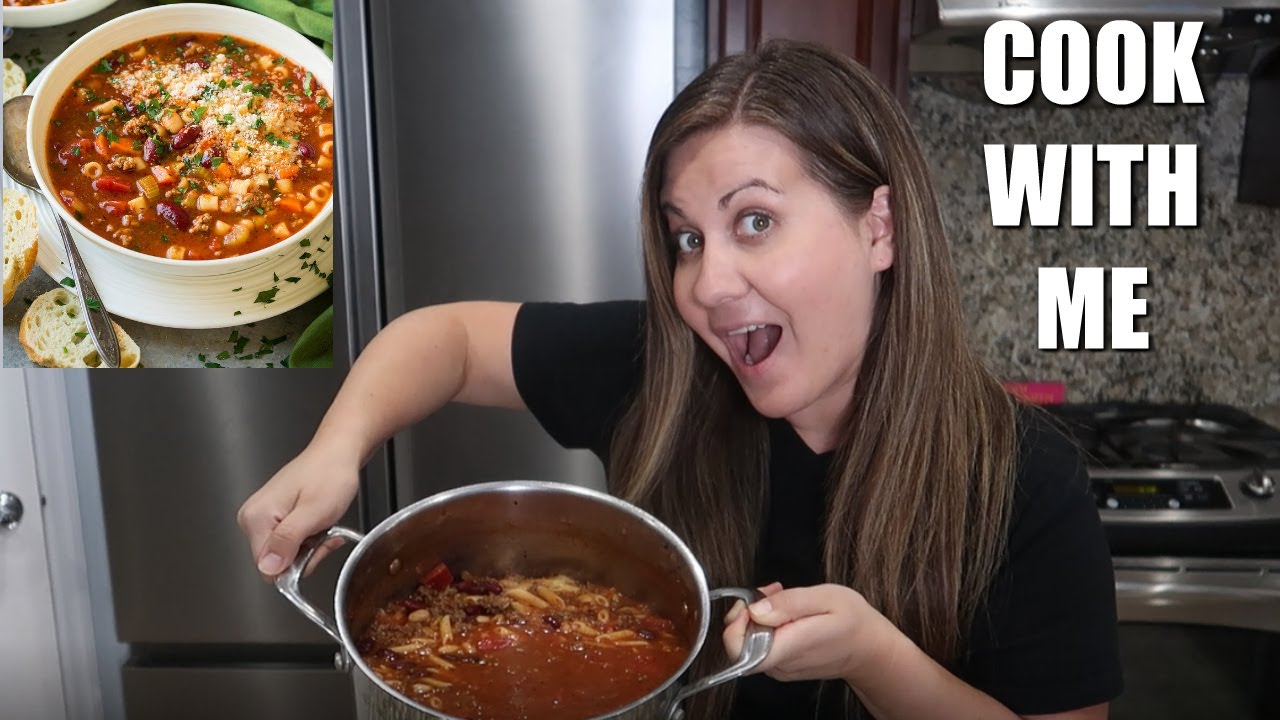 COOK WITH ME | Pasta Soup for Dinner | Easy Olive Garden Pasta e Fagioli Copycat Recipe