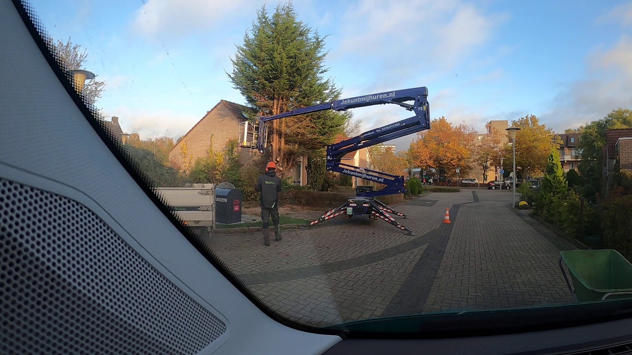 Coniferen kappen met de hoogwerker!