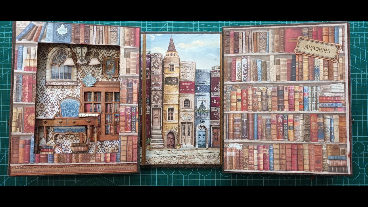 Album photos et miniature : Ma librairie#scrapbooking #album #stamperia