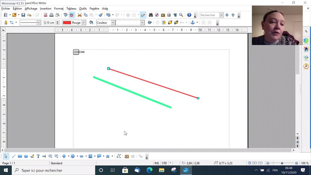 Open office barre d'outil et trait