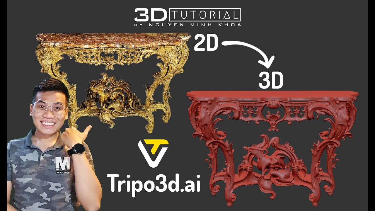 Biến ảnh 2D thành model 3D bằng AI tripo3d (Free 10 Model)