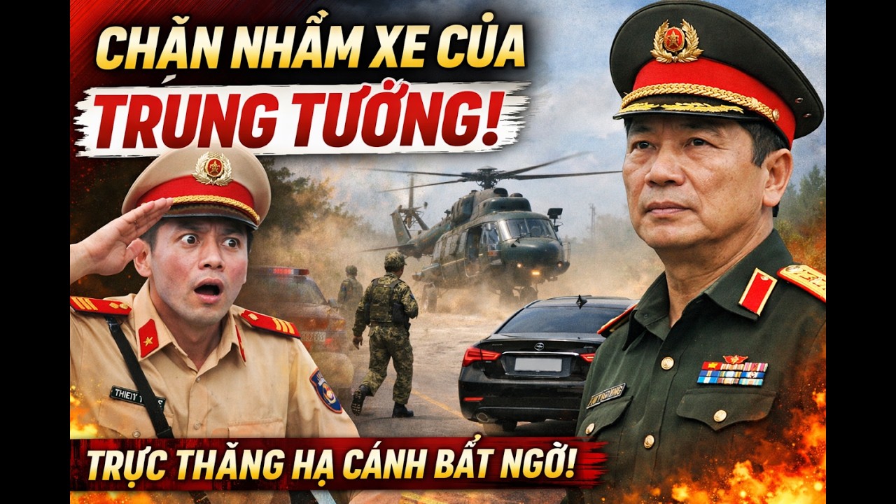 Chặn Nhầm Xe Của Trung Tướng: Thiếu Tá Tái Mặt Khi Trực Thăng Quân Sự Bất Ngờ Hạ Cánh Giữa Trạm Kiểm