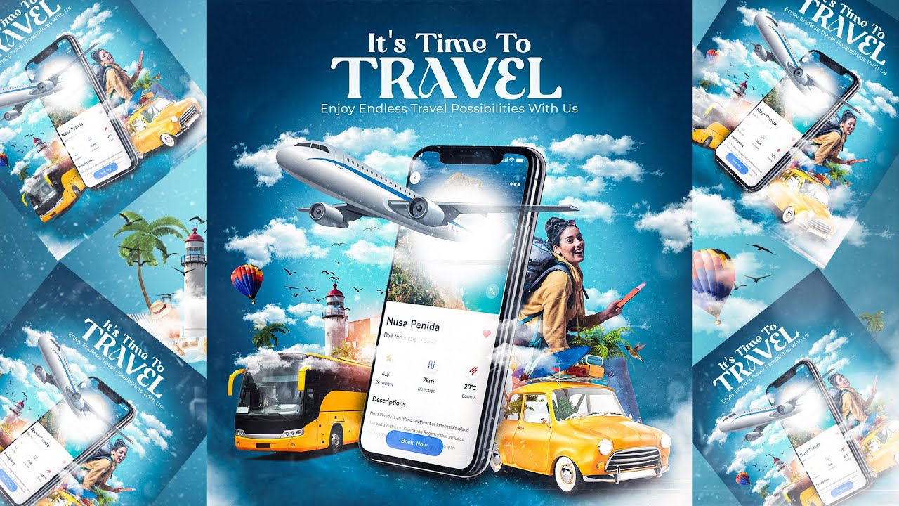 Creative Travel & Tour Manipulation Poster Design | Adobe Photoshop Flyer Tutorial (PSD INCLUDED)