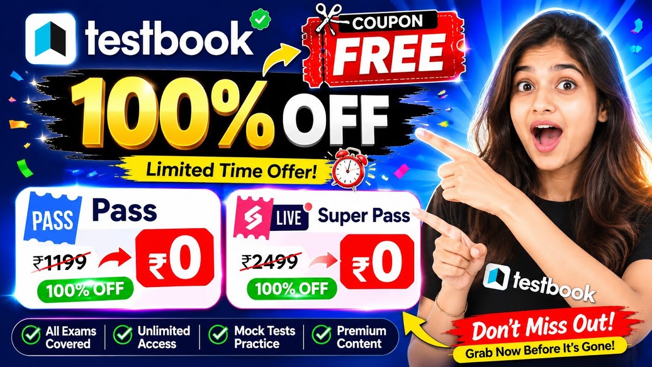 100% OFF🚨 Testbook Pass Pro Coupon Code | Testbook Coupon Code Today | Free Pass #Testbookcouponcode