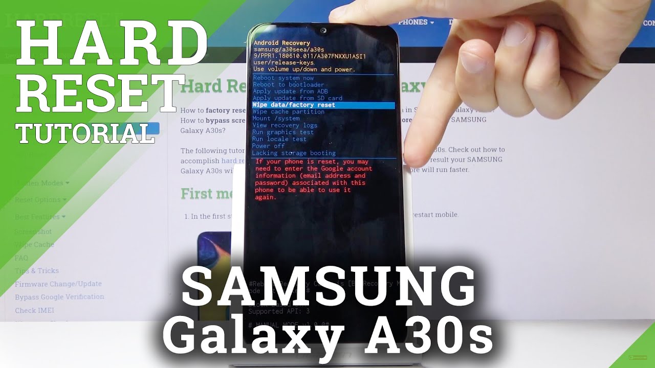 Аппаратный сброс настроек Samsung Galaxy A30s — удаление всех данных и блокировка экрана