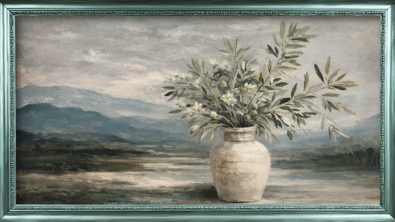 Elegant Vintage Neutral Landscape Painting Frame TV Art Decor 4K Screensaver