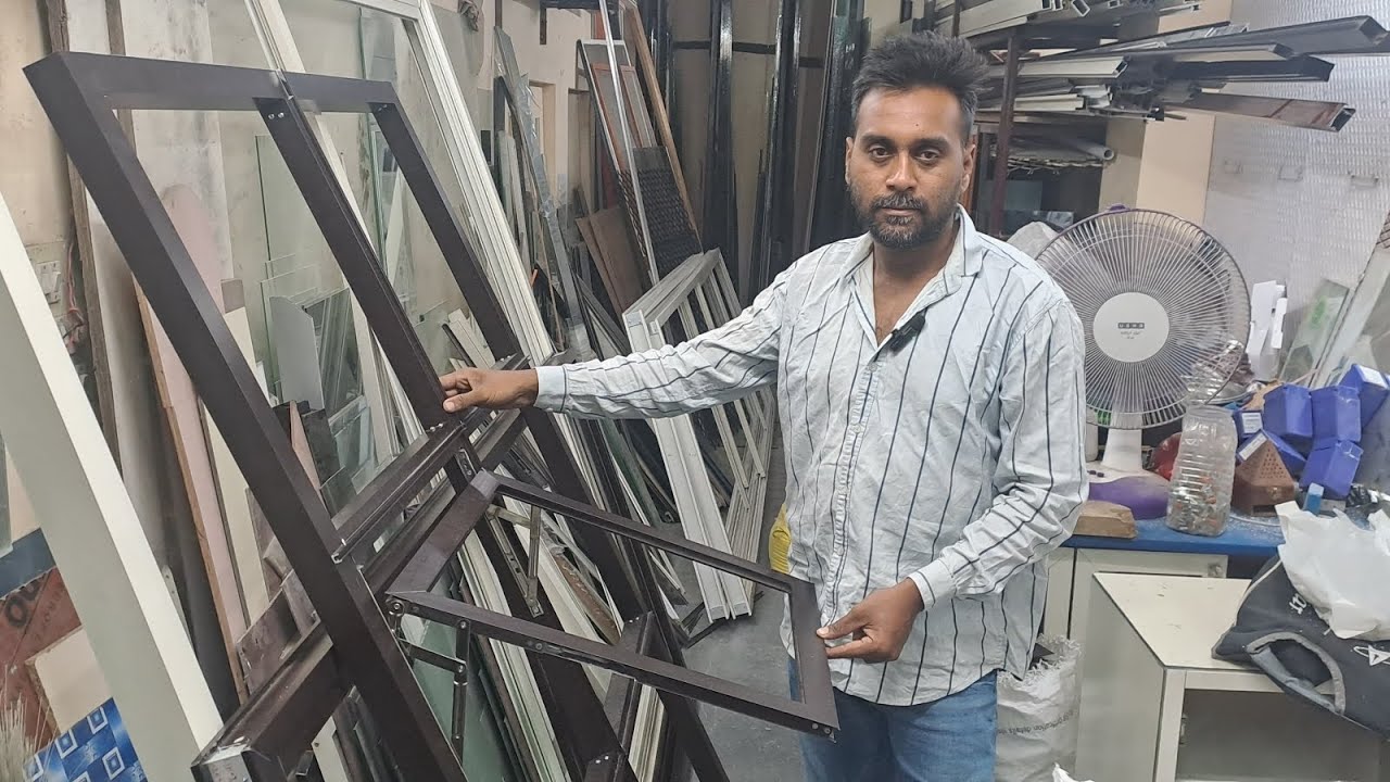 Aluminium glass elevation work | Aluminium door me hingish kayse lagate hai | elevation glass frame
