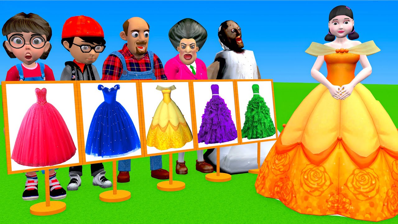 Scary Teacher 3D vs Squid Game Choose Beautiful Princess Dress vs Dressing Room 5 Times Challenger