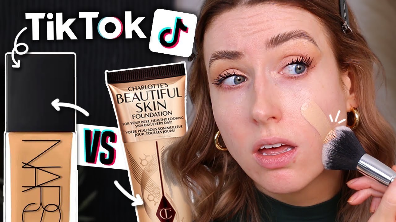Testing VIRAL TIKTOK MAKEUP.. Charlotte Tilbury Beautiful Skin vs NARS Light Reflecting Foundation??