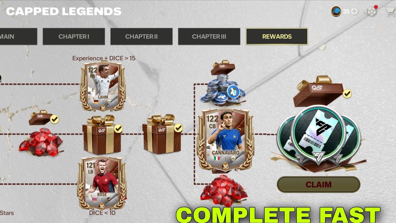 HOW TO COMPLETE CAPPED LEGENDS REWARDS CHAPTER IN FC MOBILE 