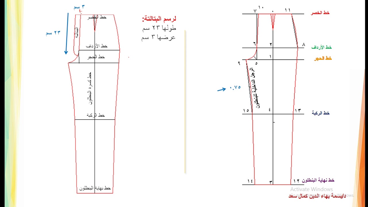 رسم البنطلون الصف الأول ملابس عام ومهني