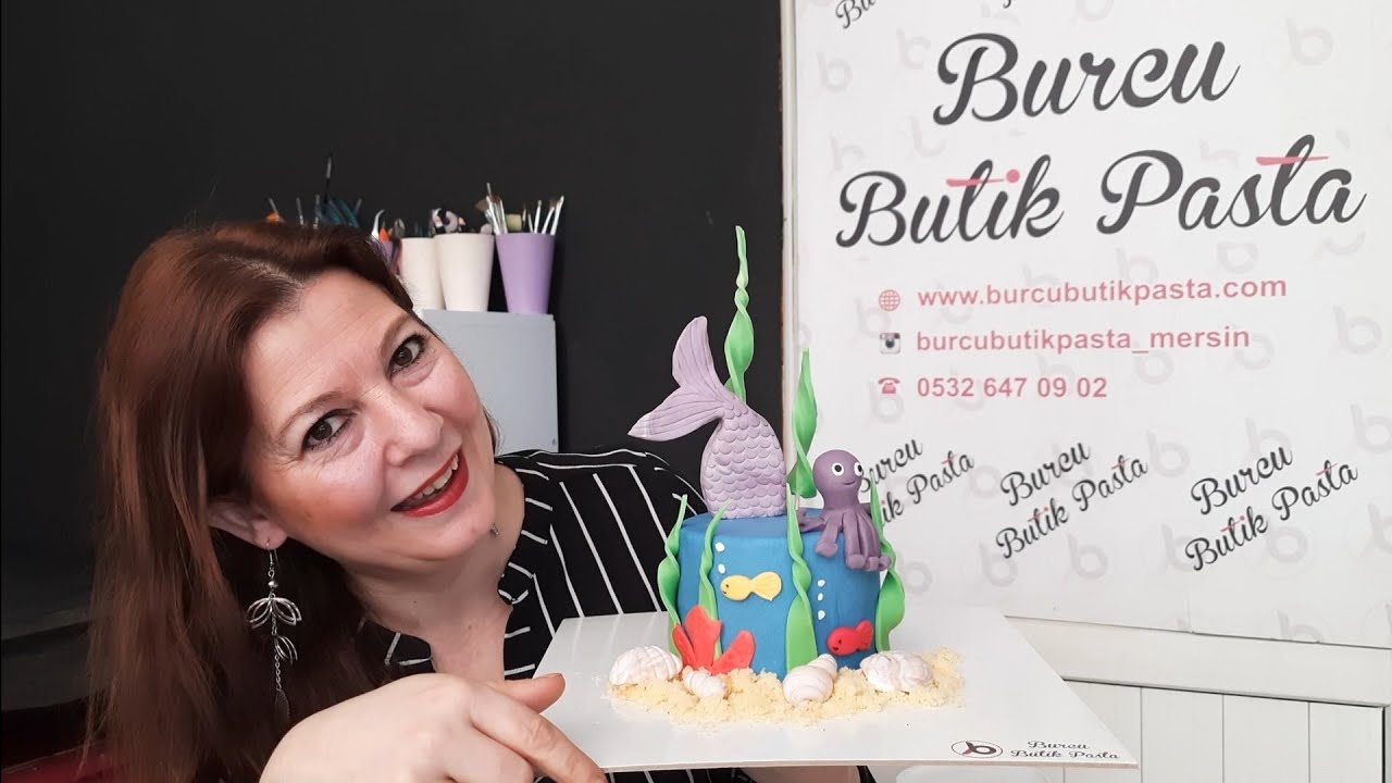 ★DENİZ Konseptli Pasta - Deniz Figürleri Nasıl Yapılır?/ Sea Concept Cake. How to Make Sea Figures?★