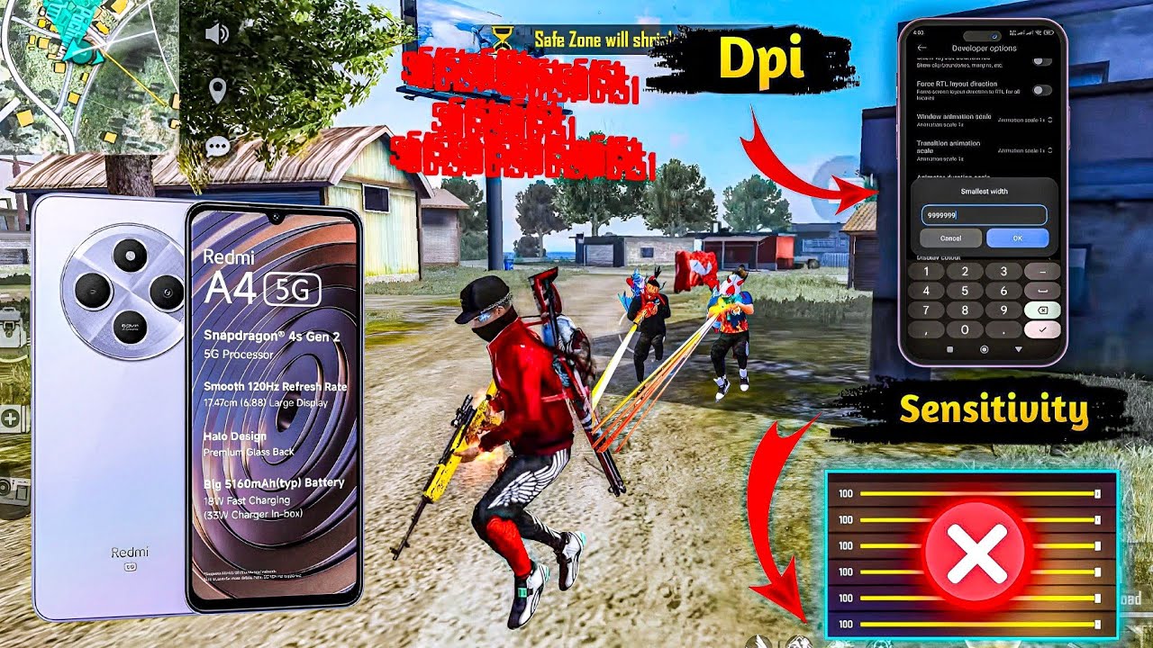 Xiaomi Redmi A4 Free Fire Sensitivity+DPI+Headshot Settings