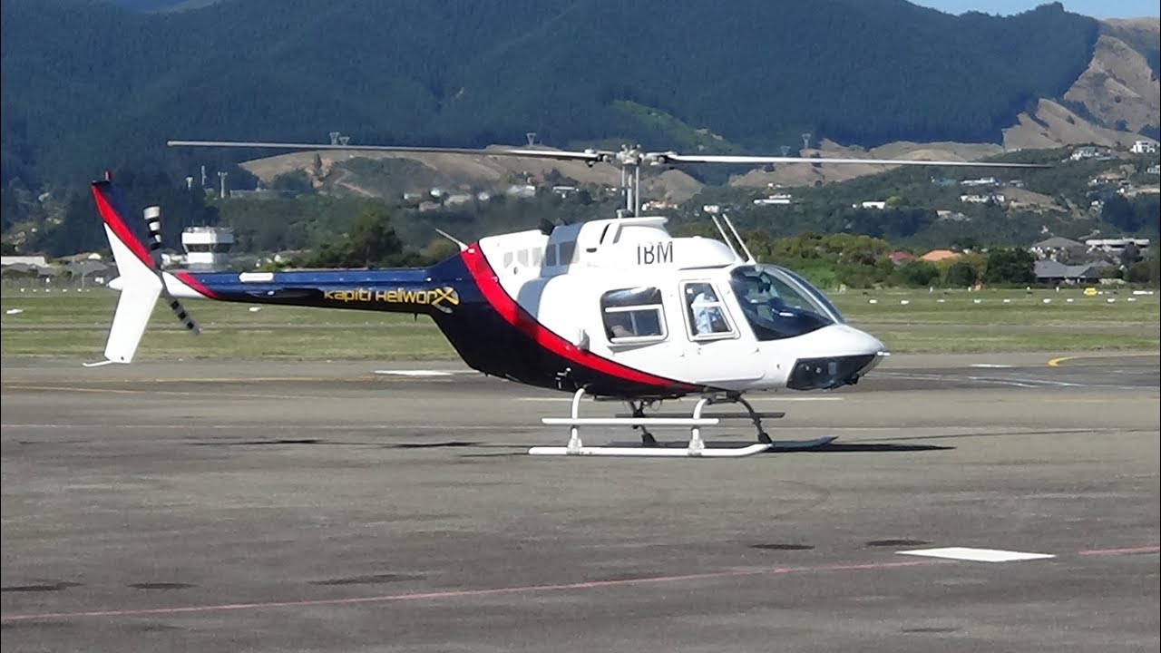 Kapiti Airport Paraparaumu - Kapiti Heliworx Bell 206B-2 Jet Ranger ZK-IBM Engine Start and Lift Off