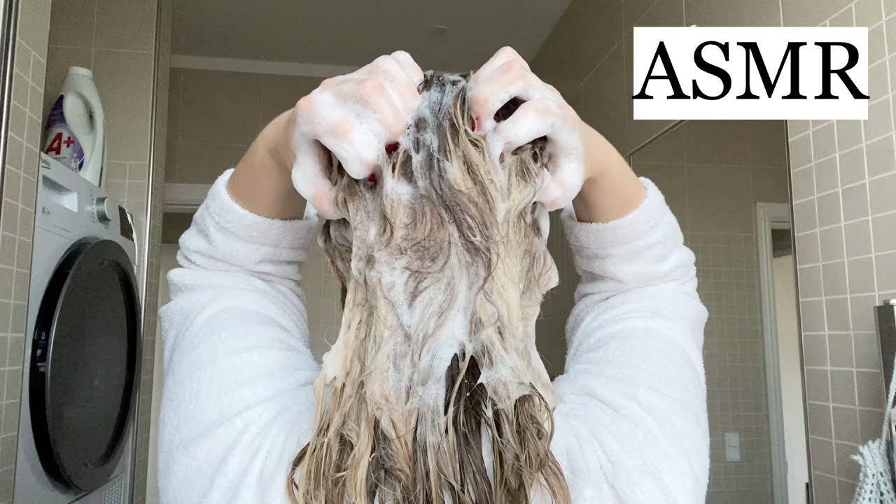 ASMR giving myself a much needed hairwash (relaxing shampooing, hair brushing, hair play, no talking