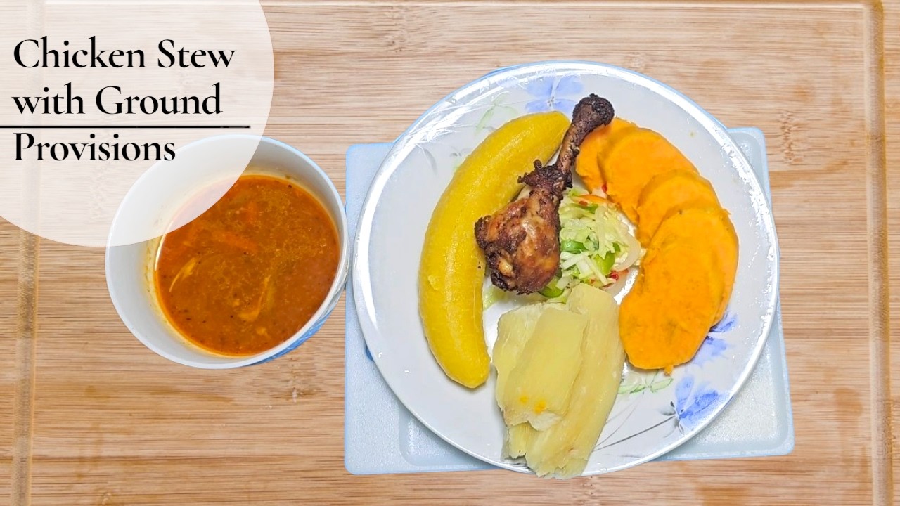 Chicken Sauce with Sweet potatoes and other Ground Provisions